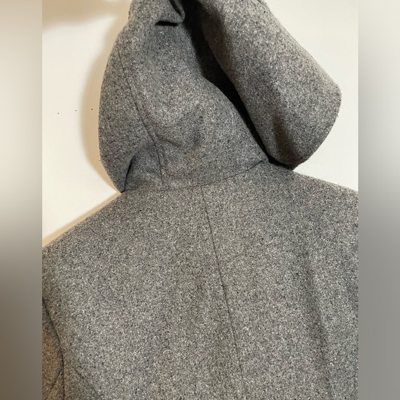 Stephanie Mathews Pea Coat Medium Gray Wool Blend Double Breasted With Hood - Picture 8 of 14